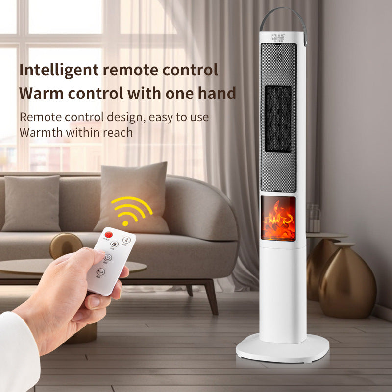 Littlewarm Draagbare Elektrische Verwarmer 3d Simulatie Vlam Afstandsbediening Verticaal Ontwerp Intelligente Stem Ptc Verlichting Plastic