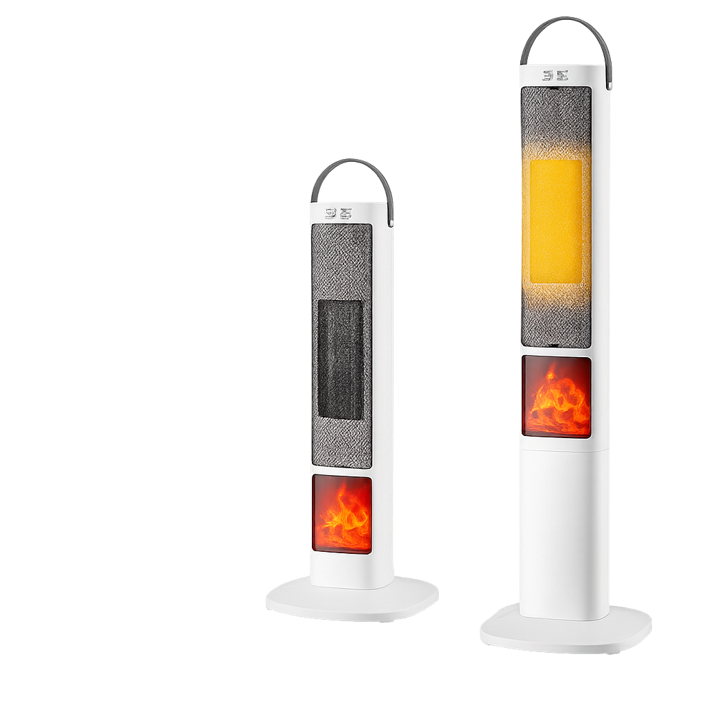 Littlewarm Draagbare Elektrische Verwarmer 3d Simulatie Vlam Afstandsbediening Verticaal Ontwerp Intelligente Stem Ptc Verlichting Plastic